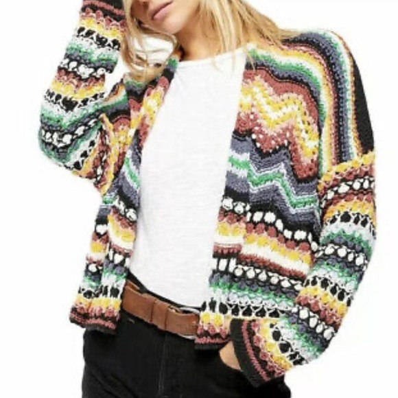 Free People Sweaters - Free People Feeling Nostalgic In Jubilee Combo Cardi Sweater Large Cotton Knit